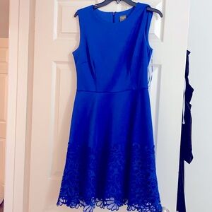 Blue Taylor dress with lace flowers
